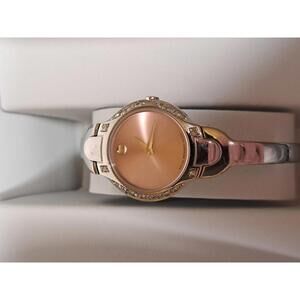 Movado Kara Diamond Watch | Pink Sunray Dial | 6" Wrist | New Battery| Box & Tag